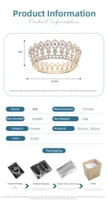 Detailed dimensions of gold crystal bridal tiara measuring 11.5cm by 5cm in height