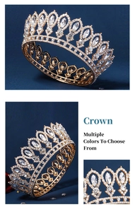 Macro view showing intricate gold alloy craft and sparkling rhinestones on the bridal crown