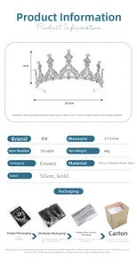 Detail showing crystal crown dimensions of 6cm height and 14.5cm width with alloy texture