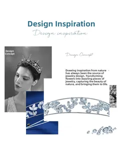 Détail du diadème à feuilles orné de zircons marquises et d'un support en argent