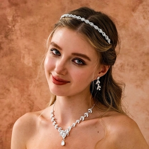Elegant Silver Rhinestone Headband Korean Style Hollow Water Drop Inlaid Metal Hair Hoop For Women Wedding Christmas Party Jewelry