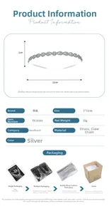 Detail view showing dimensions of silver rhinestone headband measuring 12cm by 1cm