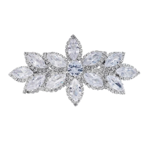 Barrette élégante en alliage argenté avec cristaux de zircon marquise et ronds brillants