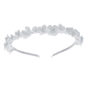 Elegant white floral headband with handmade ceramic flowers for bridal wedding hair accessories