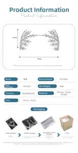 Detailed size specifications for the silver luxury snowflake rhinestone bridal headband