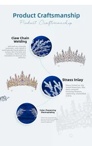 Detailed craftsmanship of bridal tiaras with luxury rhinestones and gold plating