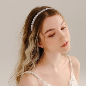 Elegant French vintage zircon headband with water drop crystals for bridal hair styling