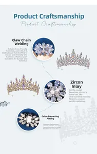 Détails de soudure de précision et sertissage de zircon sur les couronnes de mariée de luxe