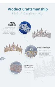 Detail of eco-friendly alloy crown with handcrafted rhinestones and protective plating