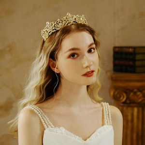 Baroque Alloy Rhinestone Bridal Crown Elegant Rose Gold Tiara For Wedding Birthday Party Queen Luxury Hair Accessories