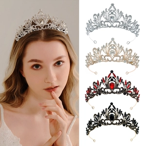 Baroque Vintage Alloy Rhinestone Flower Bridal Crown Tiara For Wedding Birthday Party Women Luxurious Hair Accessories