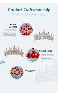 Detailed craftsmanship of alloy tiaras with rhinestones and vintage gemstones