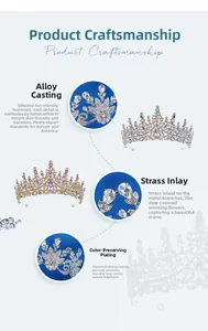Detailed macro view of vintage alloy tiara with hand-set rhinestones and floral patterns