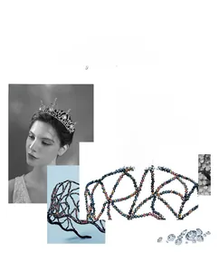 Detailed macro view of handcrafted rhinestone bridal headband with luxury mesh weave design