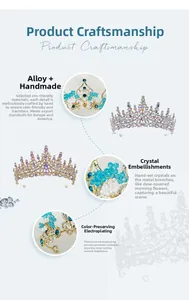 Detailed view of handmade crystal tiara showing meticulous alloy plating and rhinestone inlay