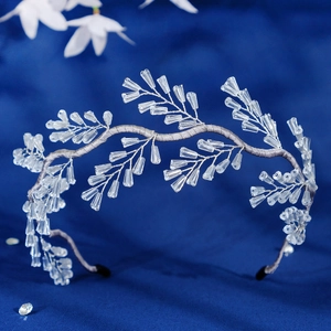 Serre-tête élégant en cristal argenté fait main avec motif d'épi pour mariages