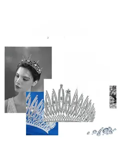Detailed macro view showing sparkling crystal rhinestones and silver metal texture of the tiara