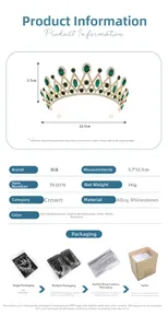 Detailed dimensions of crystal bridal crown with 5.7cm height and 13.7cm diameter specs