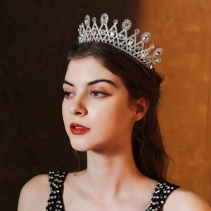 Luxury Baroque Alloy Rhinestone Bridal Crown Tiara For Women Wedding Birthday Party Vintage Crystal Hair Accessories