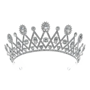 Luxurious bridal tiara in silver alloy with sparkling clear crystals and rhinestones