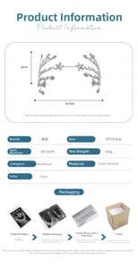 Detailed size chart and specifications for silver rhinestone bridal headband accessory