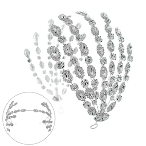 Luxury silver bridal headband with sparkling marquise crystals and multi-layered rhinestone