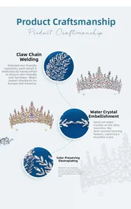 Detail view of luxurious bridal headband with handcrafted crystal leaves and rhinestones