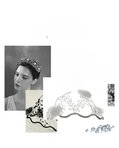 Détails du serre-tête de mariée de luxe avec fleurs blanches et perles de cristal
