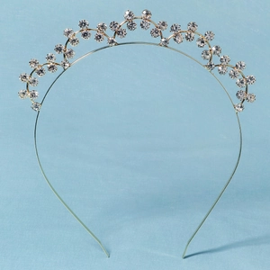 Luxury Elegant Double Layer Rhinestone Flower Headband Gold Alloy Hair Hoop For Women Wedding Party Daily Hair Accessories