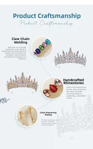 Detail of handcrafted rhinestone tiara showing silver plating and claw-set crystal welding