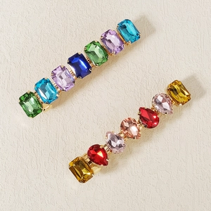 Colorful Rhinestone Hair Clips Alloy Metal Gold Plated Spring Barrettes For Women Hair Styling Accessories Wedding Party