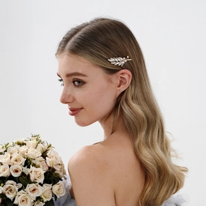 Gold Leaf Rhinestone Bobby Pin Hair Clip For Women Elegant Vintage Bridal Wedding Headpiece Jewelry Hair Accessories Party