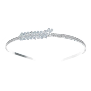 Serre-tête élégant en argent avec zircon et motif épi de blé orné de cristaux brillants