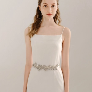 Elegante Cintura da Sposa con Strass Per Abito da Sposa Lusso Fiore Foglia Cristallo Fascia in Raso Per Donna Gioielli