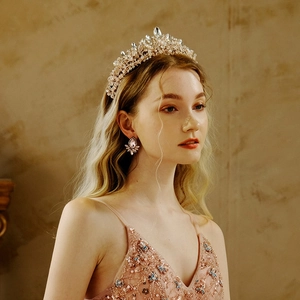 Luxury Handmade Alloy Rhinestone Crystal Bridal Crown Tiara Sweet Princess Wedding Headpiece Silver Party Hair Jewelry For Women