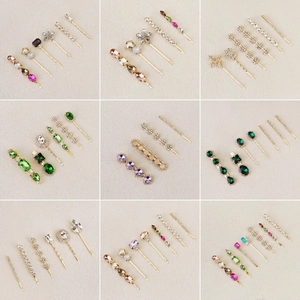 Luxury Colorful Rhinestone Hair Clips For Girls Children Alloy Gold Plated Star Moon Floral Hairpins Headwear Accessories