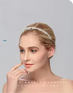 Detail of silver alloy vine headband with crystals for bridal wedding hairstyles