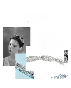 Detailed close-up of a floral rhinestone bridal headband made of silver alloy and crystals