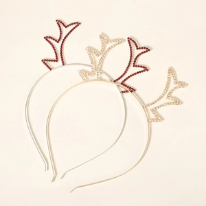 Diademas navideñas con astas de reno de diamantes de imitación rojos y blancos