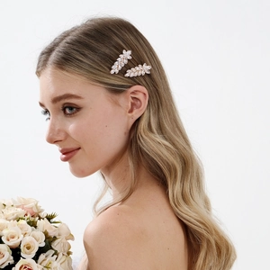 Ensemble de barrettes à feuilles en cristal élégantes pour mariage ou grands événements
