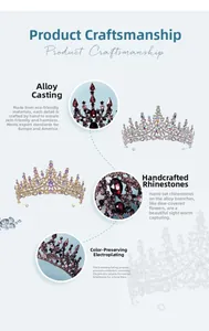 Close-up of bridal crowns featuring vintage alloy casting and intricate rhinestone setting