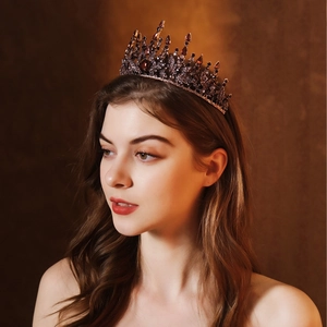 Vintage Baroque Purple Rhinestone Wedding Crown Luxurious Alloy Tiara For Bridal Party Birthday Queen Headpiece Jewelry