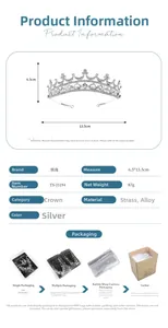 Spécifications de la couronne de mariée argentée avec strass et étapes d'emballage