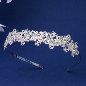 Elegant silver butterfly headband with sparkling rhinestones for women hair styling