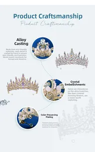Détails des cristaux roses et de l'alliage doré sur la couronne de princesse baroque
