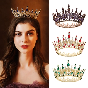 Couronne de Mariage Vintage Baroque Diadème de Mariée de Luxe en Alliage de Strass Coiffe de Concours pour Fête d'Anniversaire Femme