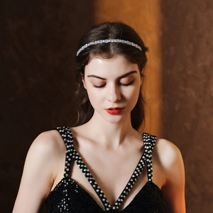 Serre-tête Élégant en Argent Zirconia Bandeau Incrusté de Rangées Scintillantes Accessoires de Cheveux Mode Femme Mariage Fête