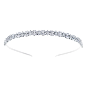 Serre-tête élégant en argent avec pierres de zircone cubique pour mariages et soirées