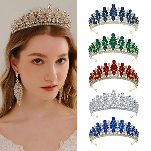 Barocco Lussuosa Corona da Sposa in Lega con Strass Tiara per Donna Matrimonio Festa Cristallo Copricapo Accessori Gioielli per Capelli