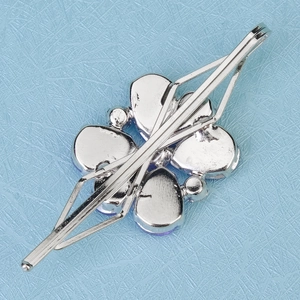 Elegant purple crystal flower hair clip with silver alloy spring clip for women